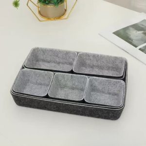 Multi-compartment felt storage box set