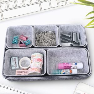 Multi-compartment felt storage box set
