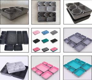 Multi-compartment felt storage box set
