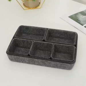 Multi-compartment felt storage box set